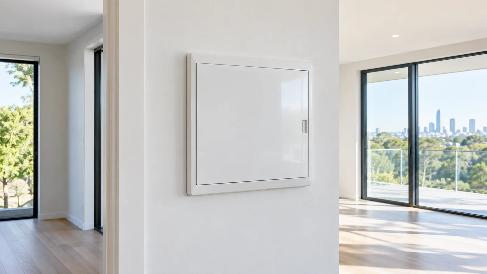 Closed, unmarked residential electrical enclosure beside additional circuits and capacity guidance
